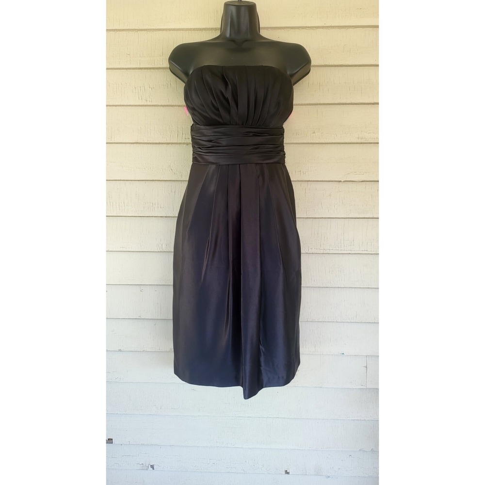 Y2k prom HOCO dress Black Satin babydoll Sz 8 Bill Levkoff LBD wedding formal